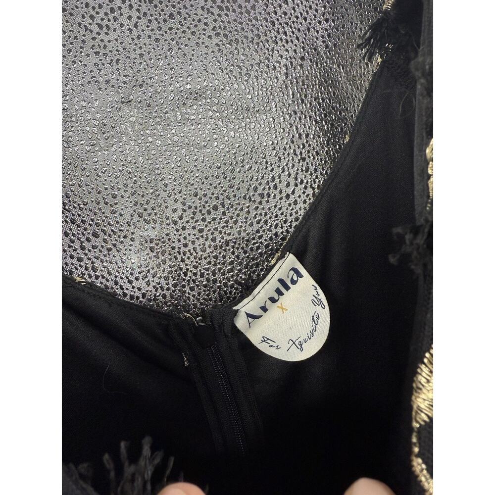 ARULA Black Maxi Dress with Cream Floral Stitching - Picture 5 of 9